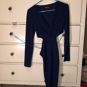 Dark blue cut out sides dress